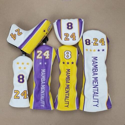 Golf headcover PU leather golf Club head covers Superstar basketball player Kobe anniversary Jersey Club head covers golfer gift