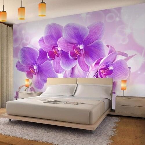Custom Size 3D Photo Mural Wall Sticker Orchid Chinese Style Removable Wall Papers Self-adhesive Vinyl Art Home Decor