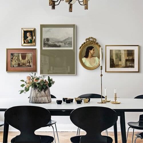 Retro American style European church beauty landscape oil painting art poster living room decoration painting dining room mural