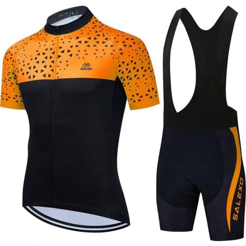 Team SALEXO- Cycling Clothing Mens Mountain Bike Bib Shorts Set Triathlon Tights Bicycle Uniform 2021