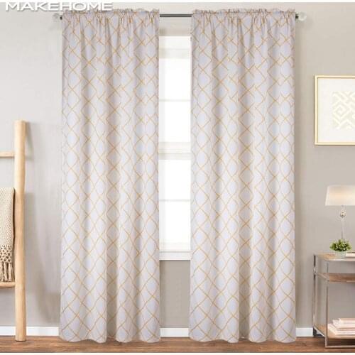MAKEHOME Geometric embroidered Thick Modern curtains for Living room Bedroom Elegant Noble Window Curtains Finished Blinds Drape