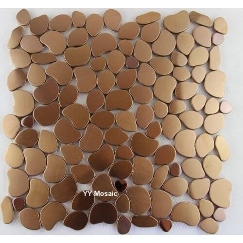 Irregular Golden Black Silver Brushed Stainless Steel Mosaic Tiles for fireplace Showroom Store interior outdoor Wall Tiles