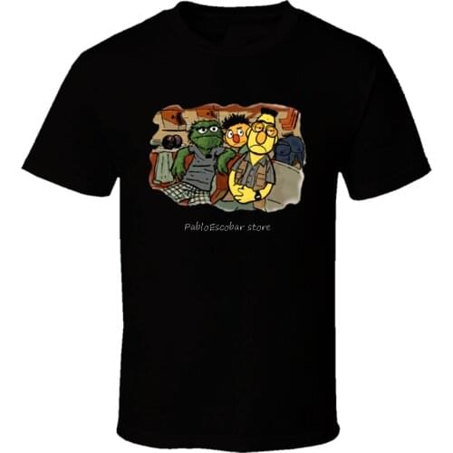 Men cotton t-shirt The Big Lebowski The Dude Sesame Street Parody Black T-Shirt Elmo Bert Ernie Unisex Men Women Tee Shirt