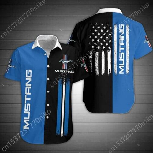 2021 New Mustang Brand Mens Shirt Harajuku Casual Button Cardigan 3D Anime Oversized T-shirt Top High Quality Mens Clothing