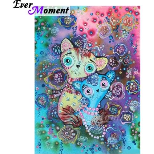 Ever Moment Diamond Painting Handmade Abstract Cat Jewelry Full Square Drill Picture Of Rhinestone Diamond Embroidery ASF1847