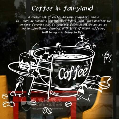 Coffee Shop Sticker Bean Milk tea Decal Cafe Cup Poster Vinyl Art Wall Decor Mural Decoration Break Bread Coffee Glass Decals