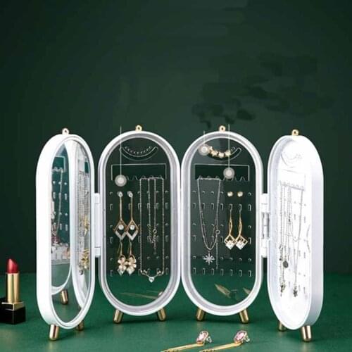 Desktop dustproof folding jewelry box large capacity multi-layer jewelry storage box Ring Necklace Pendant Earring Jewelry Box