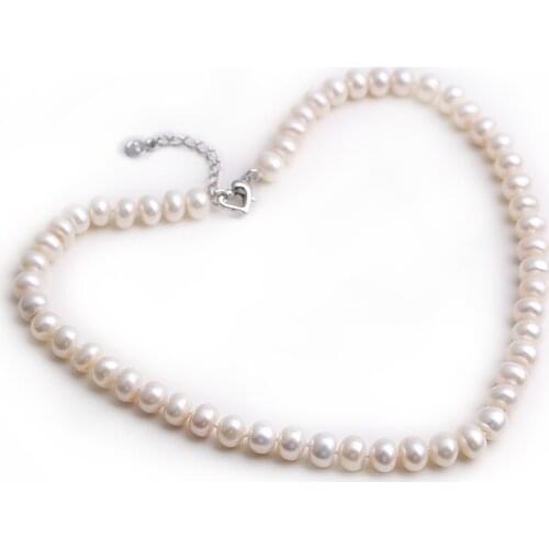 Natural freshwater pearls AA 8-9MM irregular white pink purple pearl necklace gift