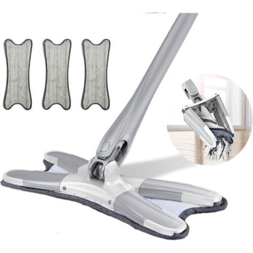 New X-type Microfiber Mop with 3pcs Cloth Replace Hand-Free Floor Wash Flat Manual Extrusion Fashion Household Cleaning Tools