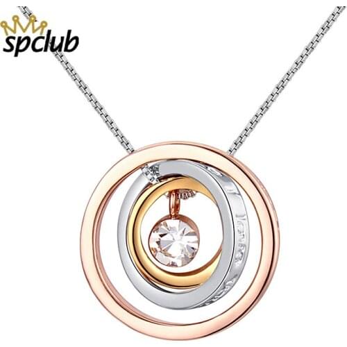 New Multicolored Round Pendant Necklace Women Gold/Silver Color Triple Circles Box Chain Necklace Collar Mujer Trendy Jewelry