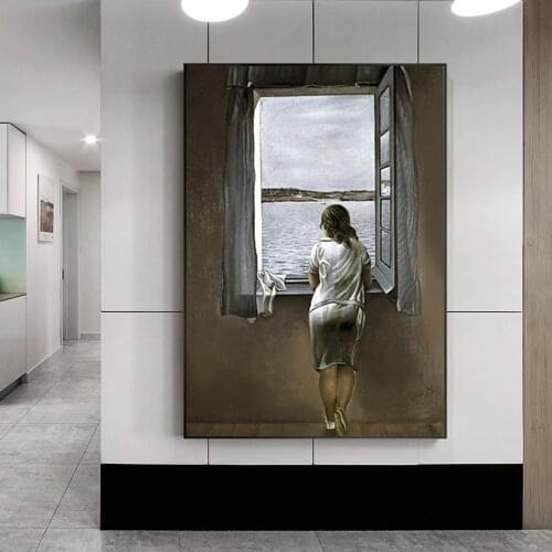 Salvador Dali Canvas Famous Painting Figure At A Window Print Painting Posters Wall Art Pictures for Living Room Decoration
