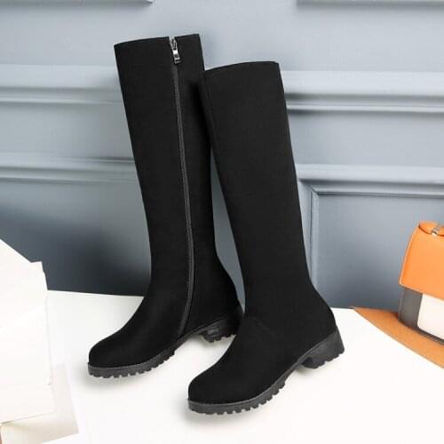 Plus Size 10 11 12-17 thigh high boots knee high boots over the knee boots women ladies boots Side zipper suede finish