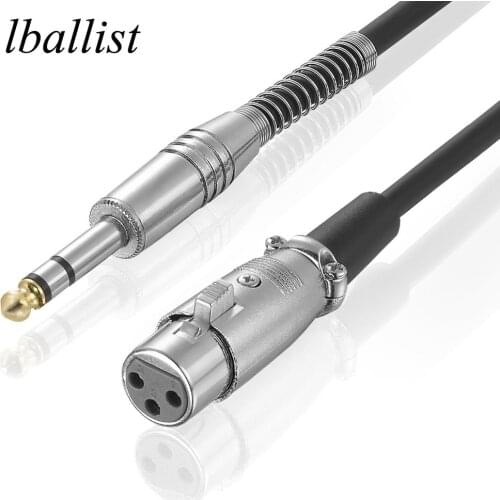 Lballist 1/4''Jack 6.35mm Stereo Jack Male to XLR Female Microphone Stereo Cable Foil+Braided Shielded
