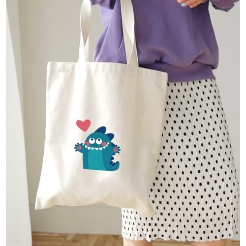 Creative Cartoon Print Image Kawaii Tote Bag Shopping Design Cute Unisex Fashion Travel Harajuku Canvas Bags Reusable Handbag