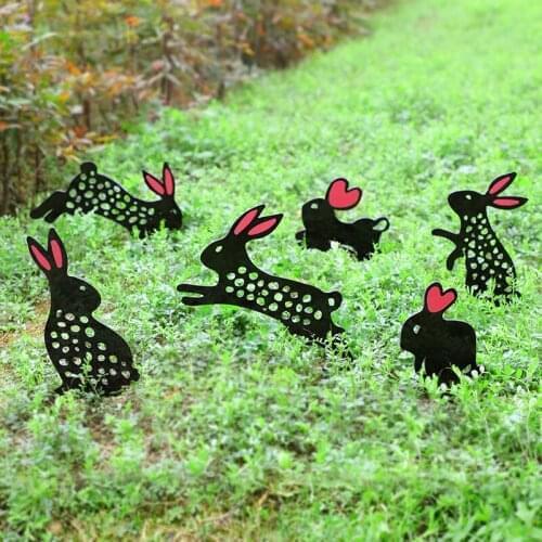 Gardening Ornaments Stakes Rabbit Animal Stakes Cute Bunny Rabbit Silhouette Statue Decor for Festival Gifts Easter