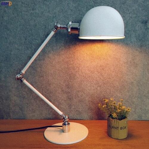 IWHD Vintage LED Desk Lamp US/EU Plug Beside Studying Room Loft Decor Industrial White Desk Lamp Lampara Luminaria De Mesa