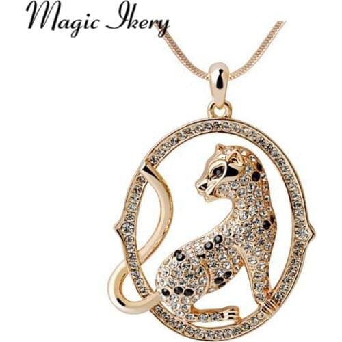 Magic Ikery Crystal necklace Bohemian long necklace Leopard sweater chain necklaces pendants Fashion Jewelry for women MK00028