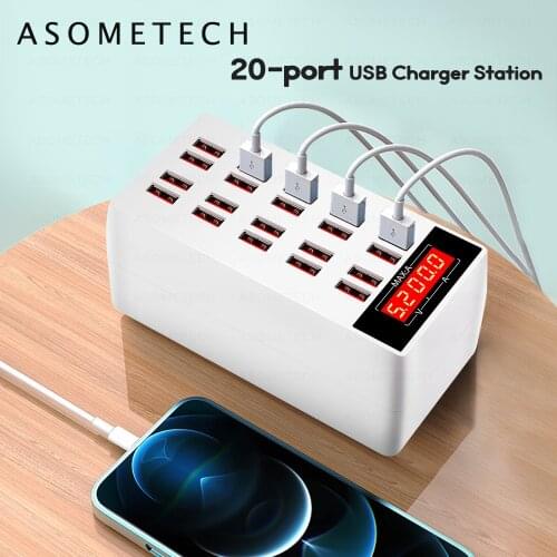 Multi USB Charger 100W 20A 20 Ports USB Charger Hub Desktop Charging Station for iphone 12 pro max 11 XS Samsung Xiaomi Tablet