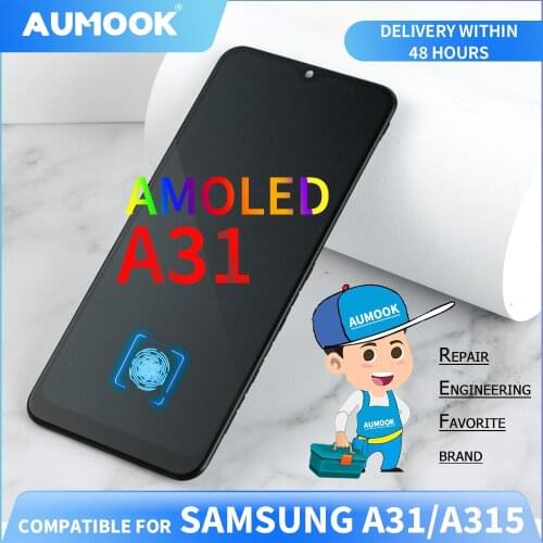 SUPER AMOLED LCD For Samsung Galaxy A31 LCD Display Touch Screen Digitizer Assembly with Frame LCD for Samsung A31 A315 Display