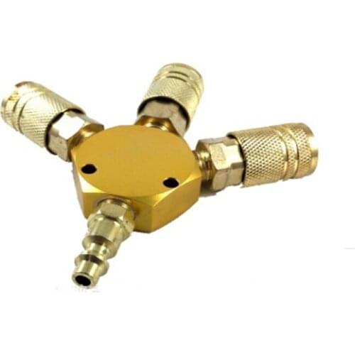 1/4''NPT Quick Connector American Style 3-WAY MANIFOLD Coupler Air Hose Coupling Pneumatic Tools US Type