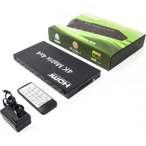 4K@60Hz HDMI 2.0 Matrix 4x4 HDMI Switcher（RGB/YUV 4：4：4）Switch Splitter 4 in 4 out control through RS232 or IR remote