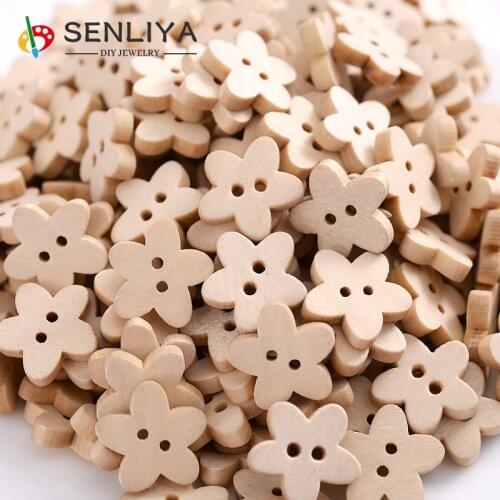 50-250Pcs 2Holes Natural Color Cartoon Pentagram Shape Wooden Decorative Button Suitable For Clothes Handmade Scrapbooking Craft