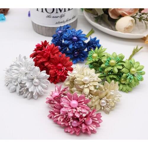 6pcs Silk Sakura Artificial Poppy Flower Bouquet Wedding Home Decoration DIY Wreath Scrapbook Handicraft Craft Fake Flower