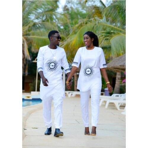 African clothing new fashion design traditional african bazin riche embroidery design top with pant one suit T009 T008