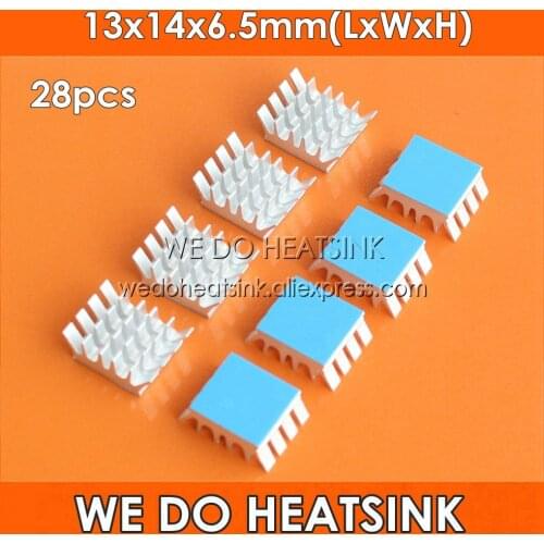 WE DO HEATSINK 28pcs Aluminum Spiky Silver 13x14x6.5mm Cooling Cooler Heatsink With Thermally Blue Double Sided Tape Applied