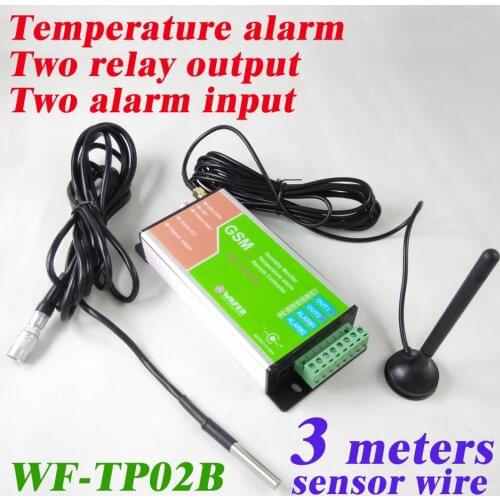 Free shipping Two relay switch output and 2 alarm input GSM Temperature monitor and SMS alarm and Data logger through email