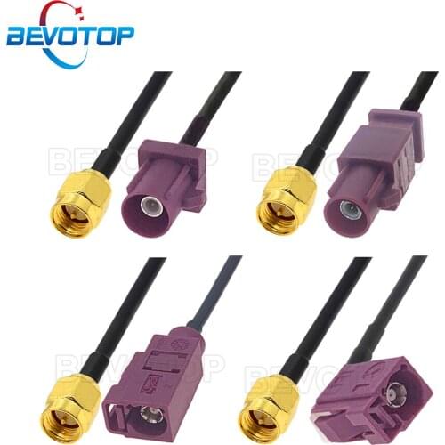 Bordeaux RAL4004 Fakra D Male / Female to SMA Male Plug RG174 Cable Adapter GSM Antenna Extension Cord RF Coaxial Pigtail Jumper
