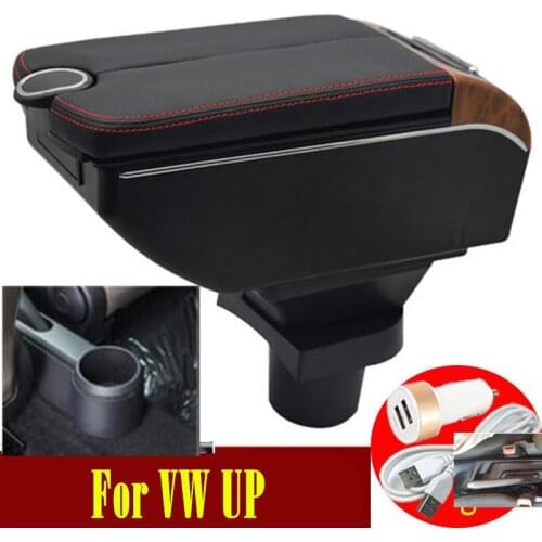 For VW UP Armrest box Double doors open 7USB Centre Console Storage Box Arm Rest
