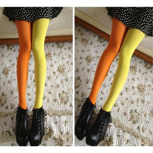 Womens Fashion Color Matching Stretchy cute tights 100D Stockings Elastic Two Color Silk Skinny Legs Collant Sexy Pantyhose