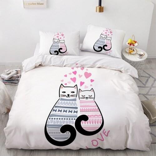 3D Luxury Bedding Set Duvet Cover Set Comforter Twin King Queen Double Single Size Lovely Cat Cartoon Design Custom Bedclothes