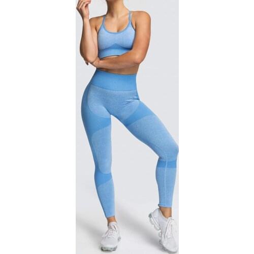 Yoga sets seamless leggings set blue sportswear sport suit yoga pant sports bras for women 2 piece gym set women workout clothes