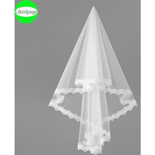Cheap Wedding Bride Veil 2021 One Layer Good Tulle Voile Mariage Welon Slubny Lace Edge Velo De Novia Sposa Weeding Accessoire