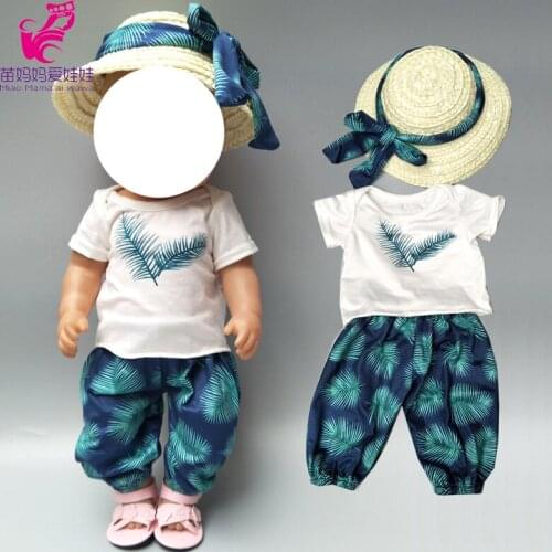 Doll clothes Beach Pants hat set for 18 inch american OG doll holiday clothes t-shirt pants set