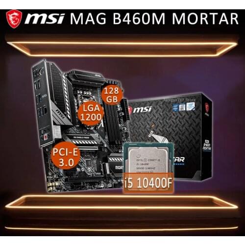 MSI MAG B460M MORTAR Gaming Motherbaord With Intel Core i5 10400F Motherboard Combo i5 DDR4 Intel B460 Gaming Placa-mãe 1200