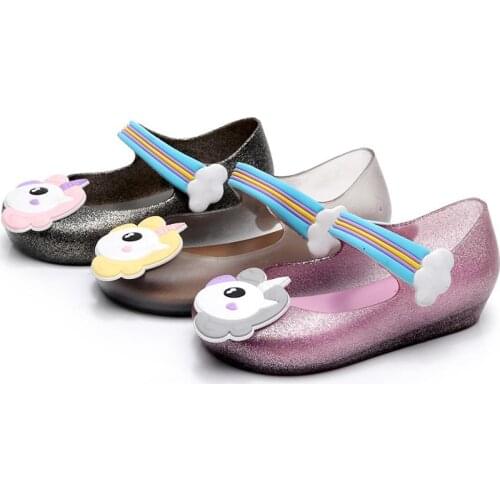 Mini SED Childrens Melissa shoes Unicorn jelly fragrance sandals Kids Girl student Candy shoes Soft Nonslip Beach Shoes SH117