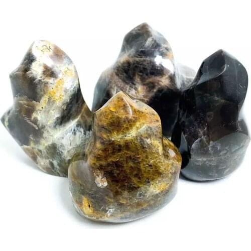 MOKAGY 500G-1000G Natural Gray Moon Quartz Decorations Flame Crystals Stone 1pc