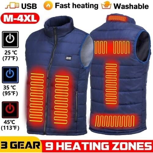 Men Double switch 9 zone heating Vest Electric Heated JacketsSportswear Heated Coat Graphene Heat Coat Heating Jacket Vest