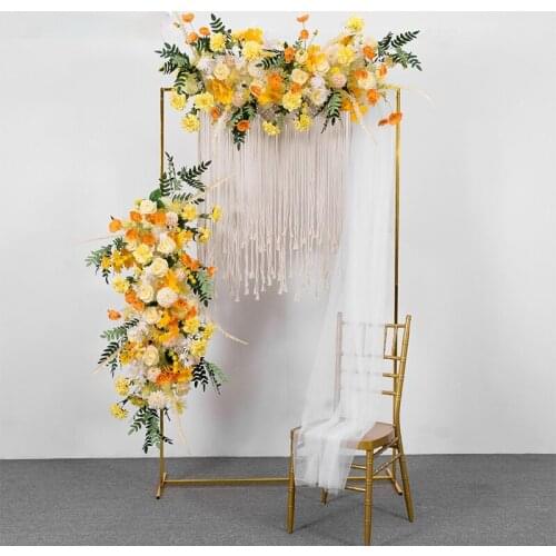 Customize Wedding 1M Flower Row Arch Decor Scene Arrangement Artificial Flowers Party Stage Iron Shelf Background Decor