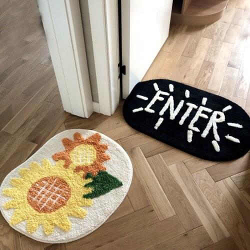 Nordic Style Bathroom Water-absorbing Anti-slip Mat Non-slip Simple Door Mat Floor Mat Cute Sunflower Cartoon Bathroom Rug