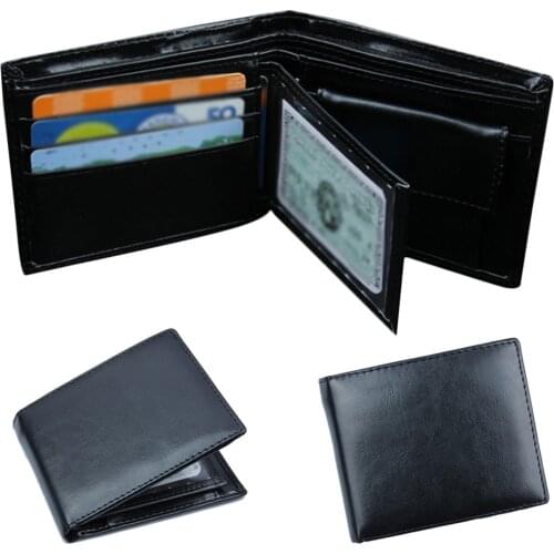 2019 New Genuine Leather Men Wallets Mini Zipper Coin Purse Leather Credit ID Card Holder Money Bag Male Thin Small Black Wallet