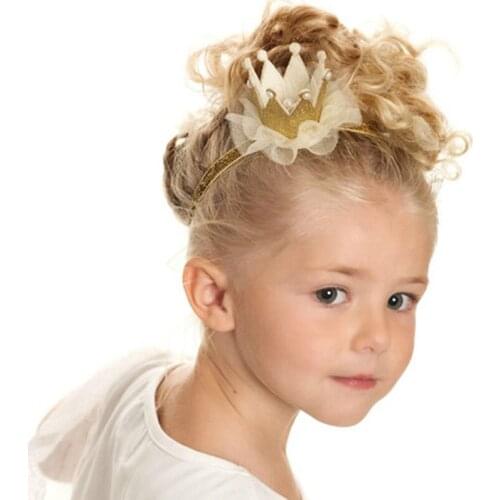 2020 New Baby Girls Hair Accessories Newborn Children Voile Headwear Toddler Girls Crown Hair Band Infant Kids 5 Colors Headband