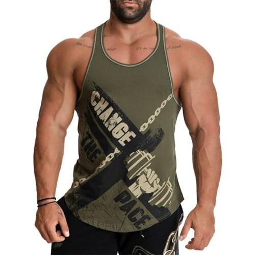New Mens Brand Clothing Musculacion Tanktop Cotton Sleeveless Shirts Work out Men Gym Vest Bodybuilding Men Print Tank top
