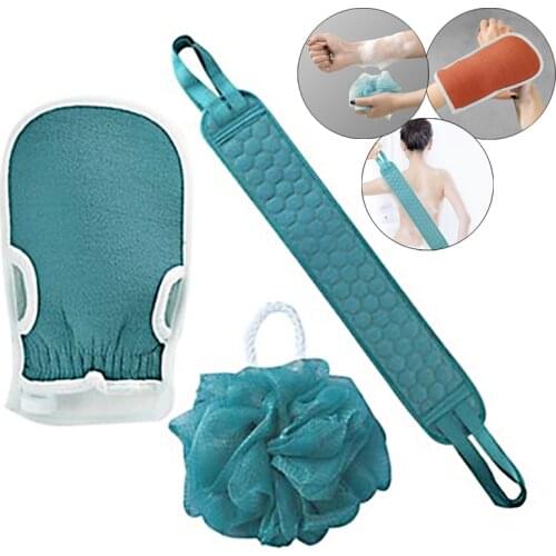 New Scrub Wash Mitt for Bath and Decontamination Bath Ball Combo Set Scrubbing Towel Three-Piece Bath Long Scrub Back Towel Suit