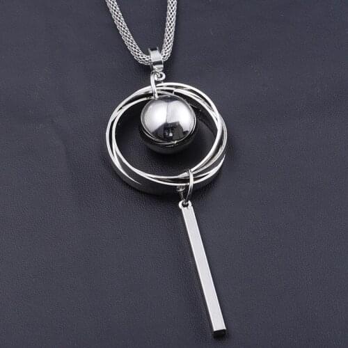 New Trendy Water Drops Red Round Circle Pendant Women Necklace Long Sweater Chain Snake Link Fashion Trendy Jewelry Gifts