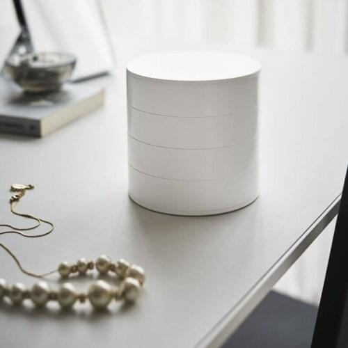 Hot Sale Creative 4 Layer Jewelry Storage Box Rotatable Bedroom Cloakroom Jewelry Cosmetic Box With Lid For Women Jewelry Tray