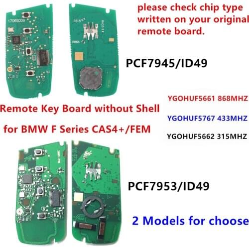 KEYECU PCF7945/PCF7953 ID49 Remote Board 315MHz YGOHUF5662,434MHz HUF5767,868MHz HUF5661 for BMW 5 7 F Series FEM/BDC CAS4 CAS4